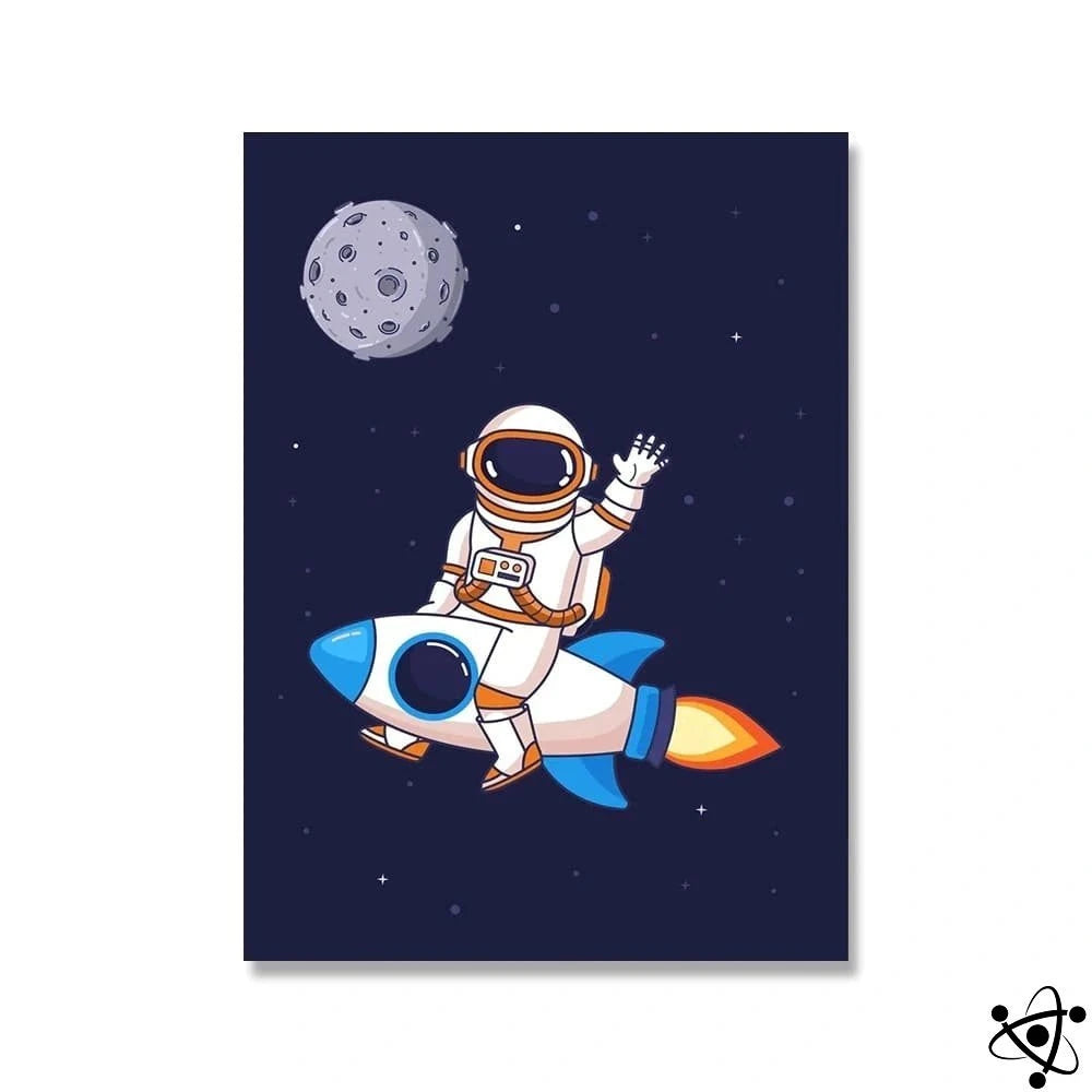 Poster Rocket Astronaut Science Decor