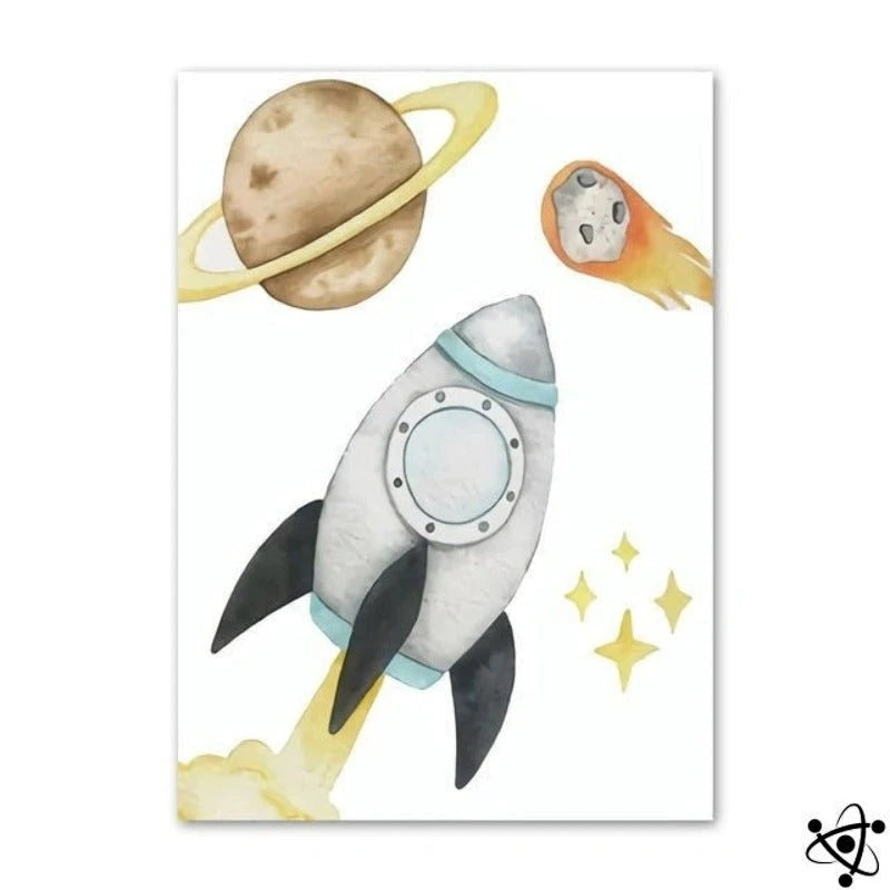 Poster Stellar Voyage Watercolor Science Decor