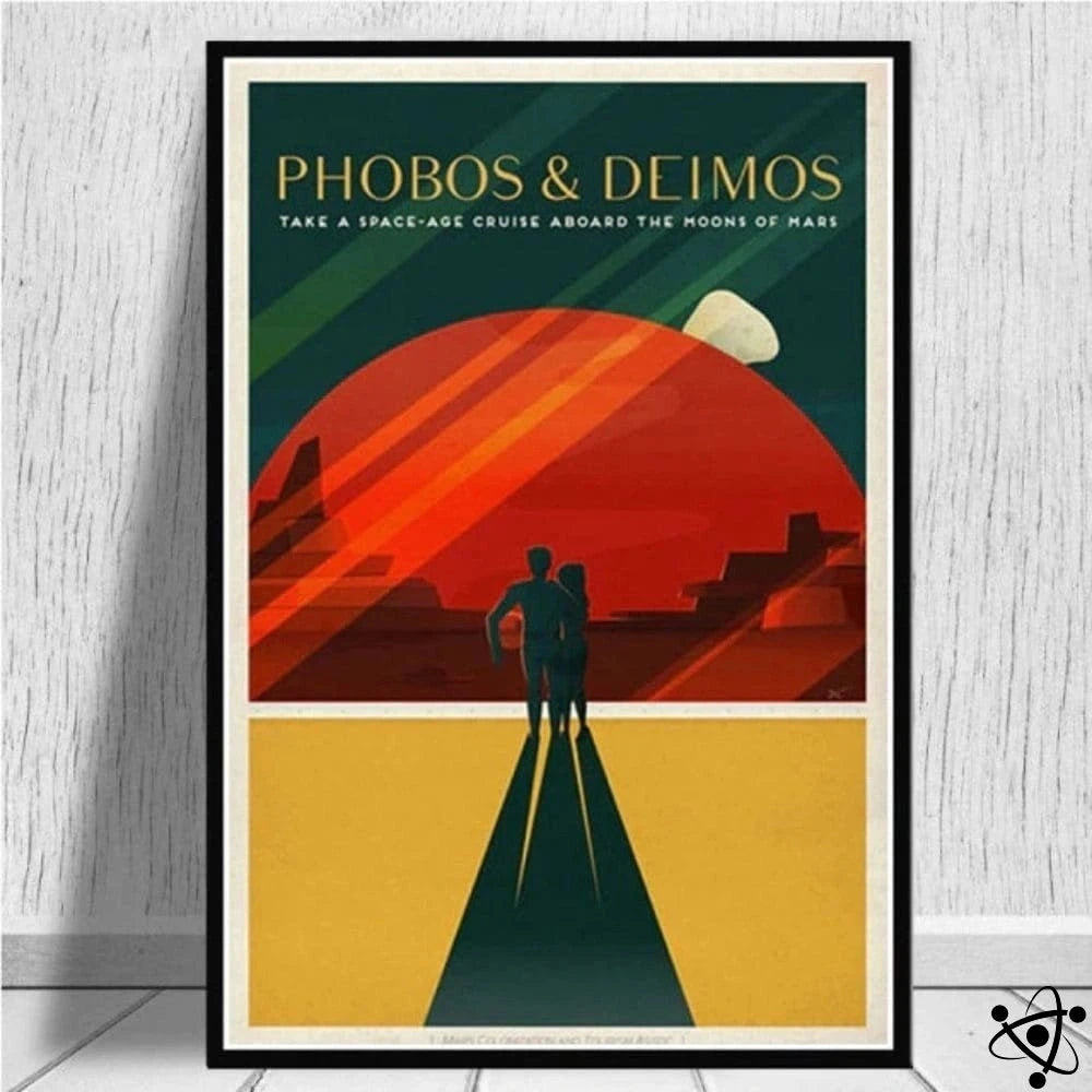 Retro Phobos And Deimos Retro Space Poster Science Decor