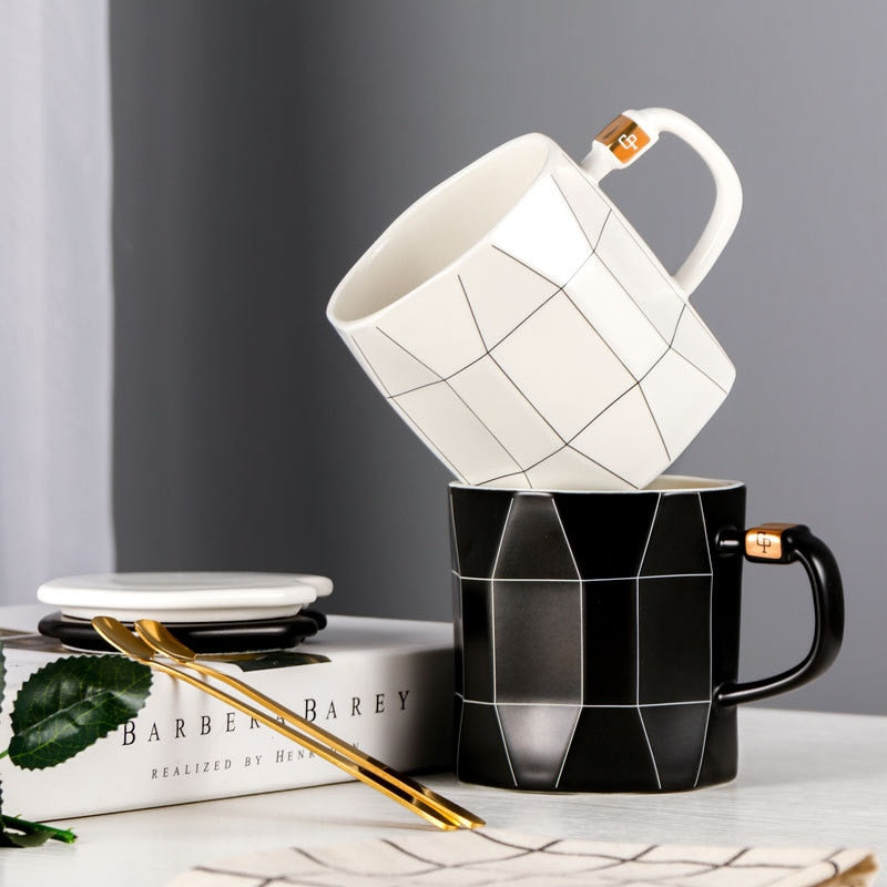 Rhomboid Lattice Grain Coffee Mug Science Decor