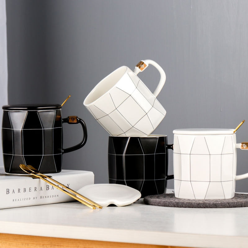 Rhomboid Lattice Grain Coffee Mug Science Decor