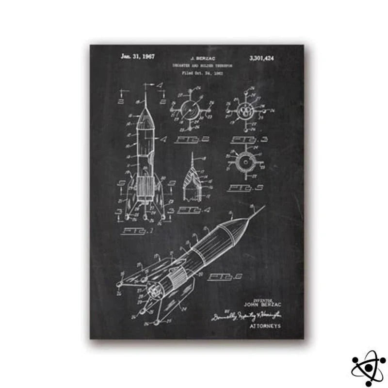 Scientific Poster Rocket Patent Science Decor