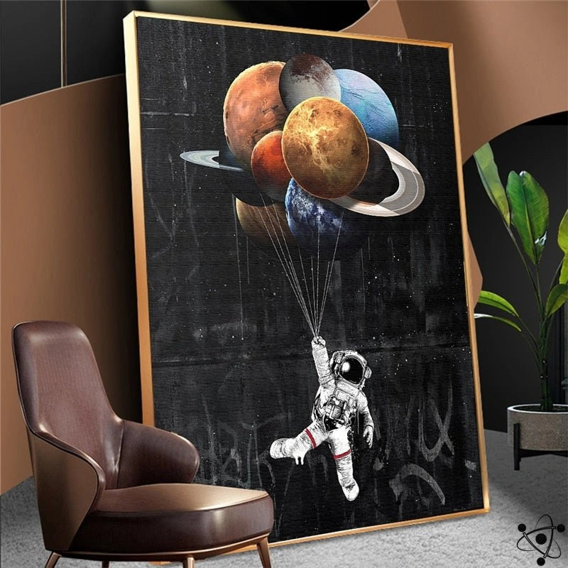 Space Astronaut Planets Poster Science Decor