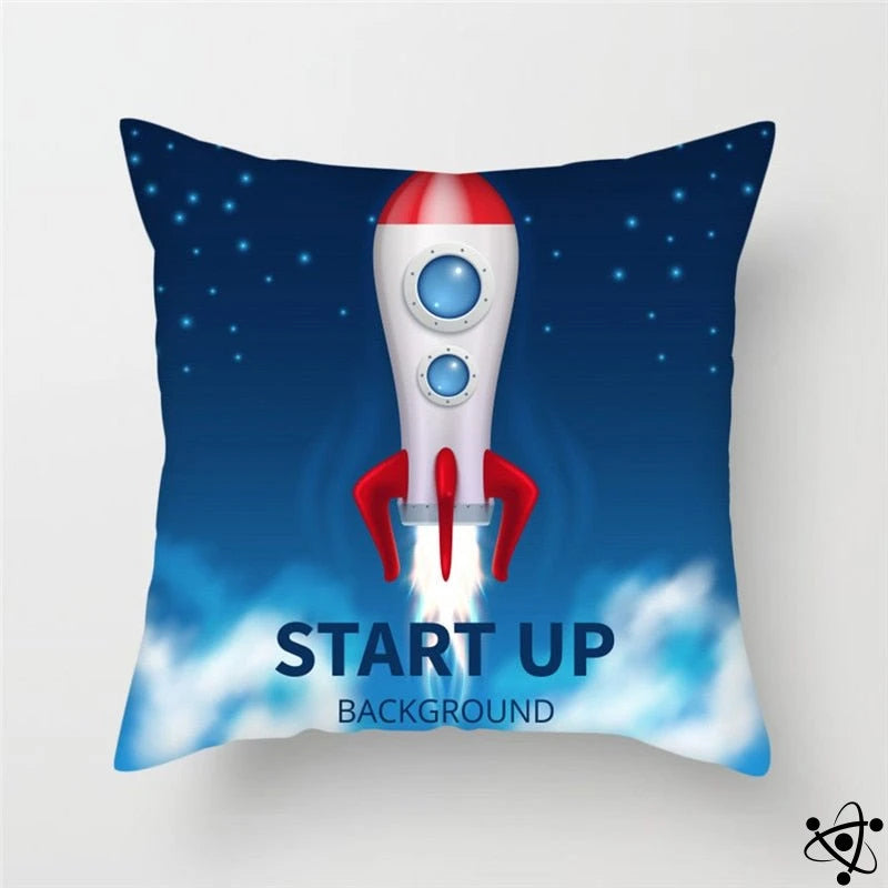 Start Up Cartoon Style Cushion Cover Science Decor