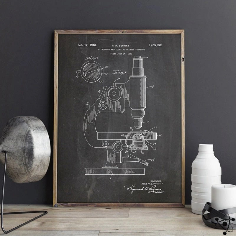 Vintage Microscope Scientist Poster Science Decor