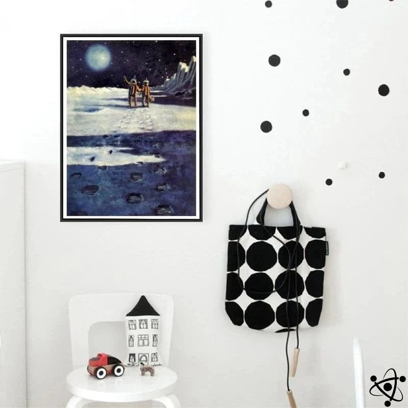 Vintage Poster Lunar Exploration Science Decor