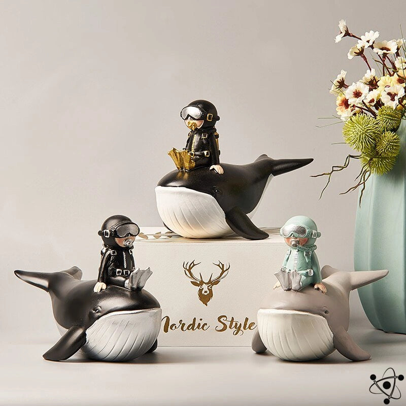 Whale & Diver Figurine Science Decor