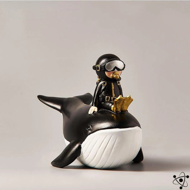 Whale & Diver Figurine Science Decor