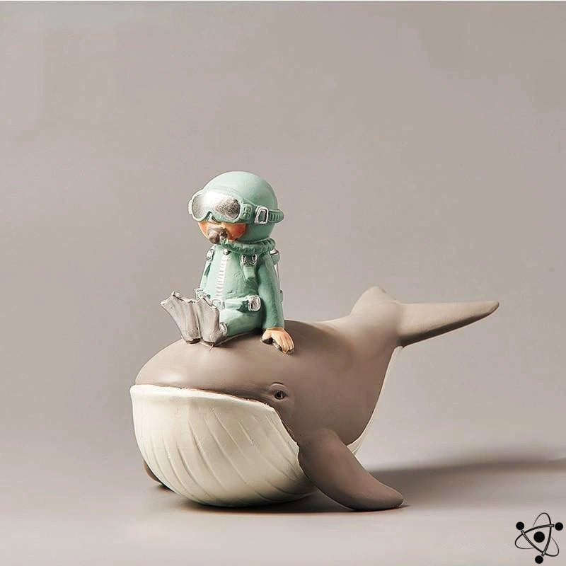 Whale & Diver Figurine Science Decor