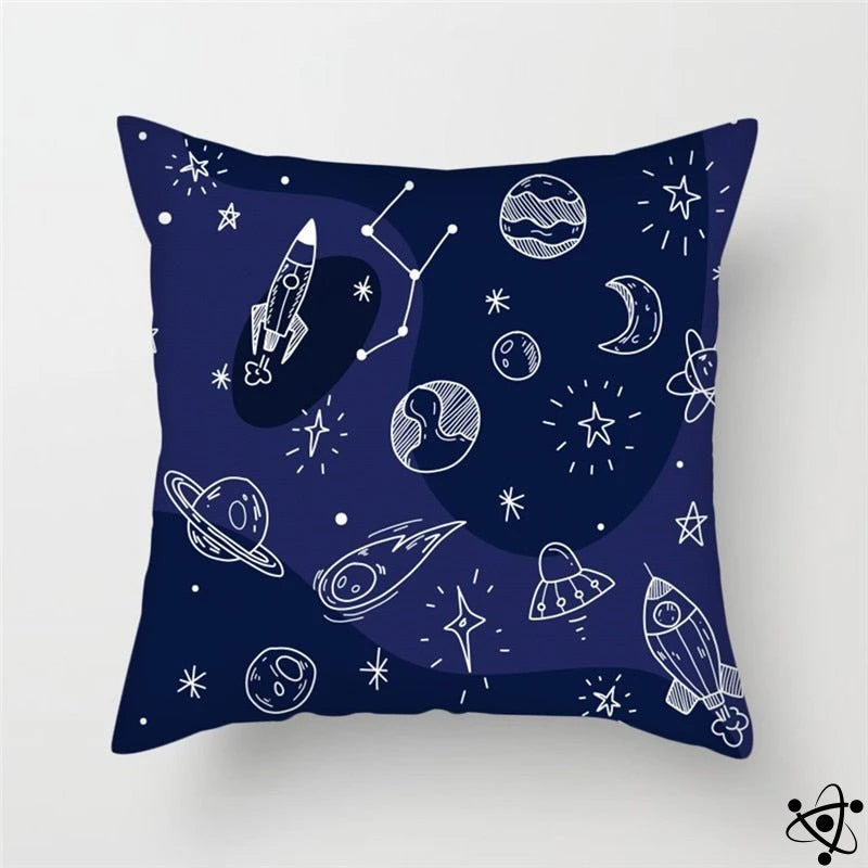Celestial Journey Cartoon Style Cushion Cover Science Decor