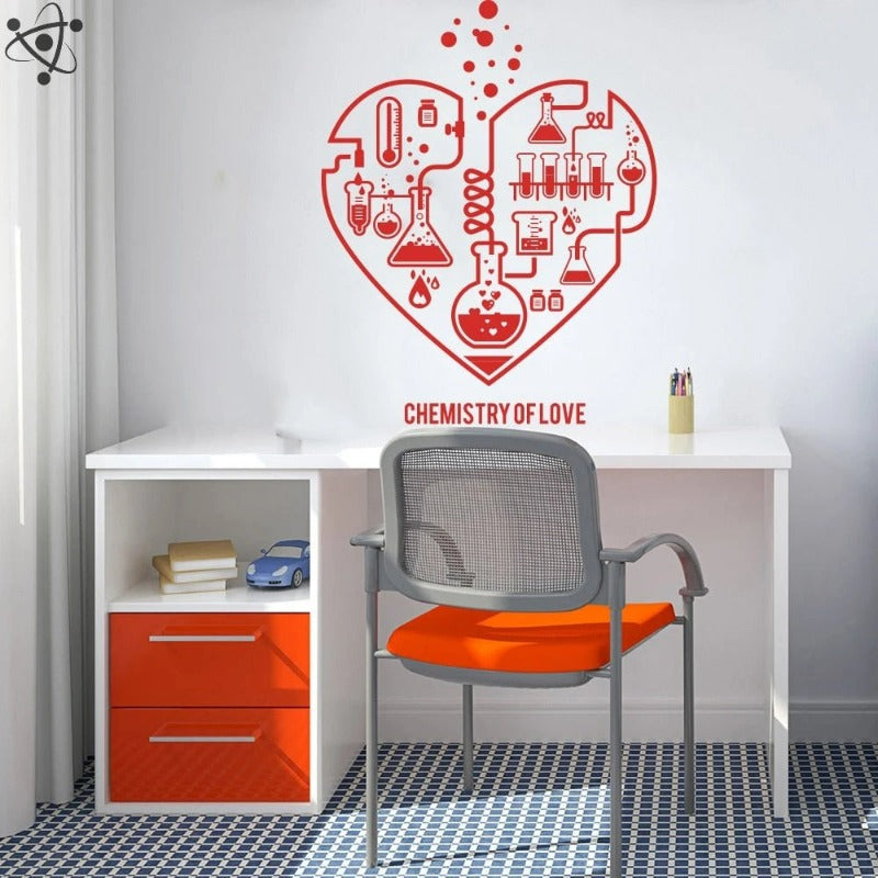 Chemistry Abstract Heart Wall Sticker Science Decor