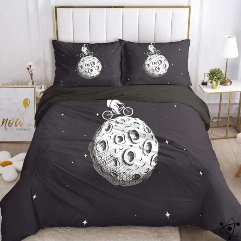 Duvet Cover Astronaut Cycling on the Moon Science Decor