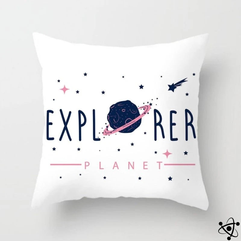 Explore Planet Cartoon Style Cushion Cover Science Decor