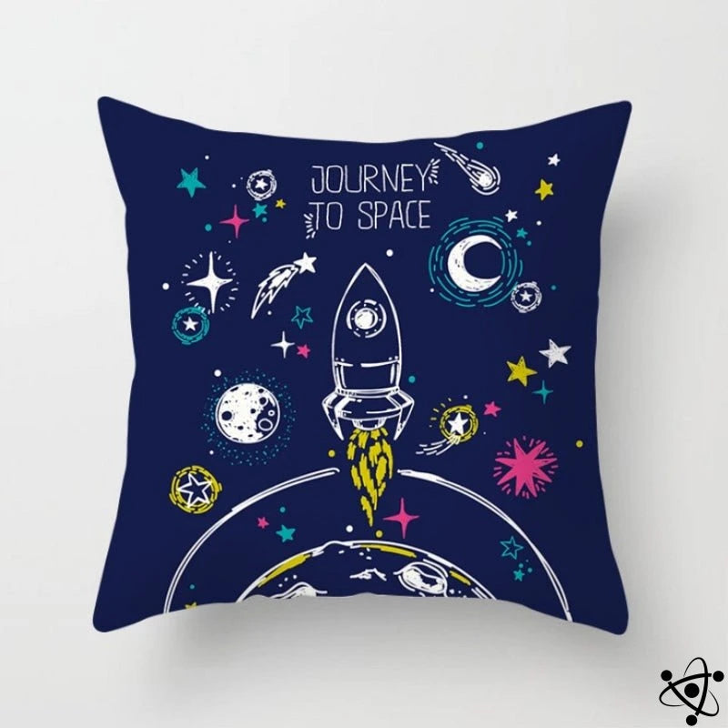 Journey to Space Cartoon Style Cushion Cover Science Decor
