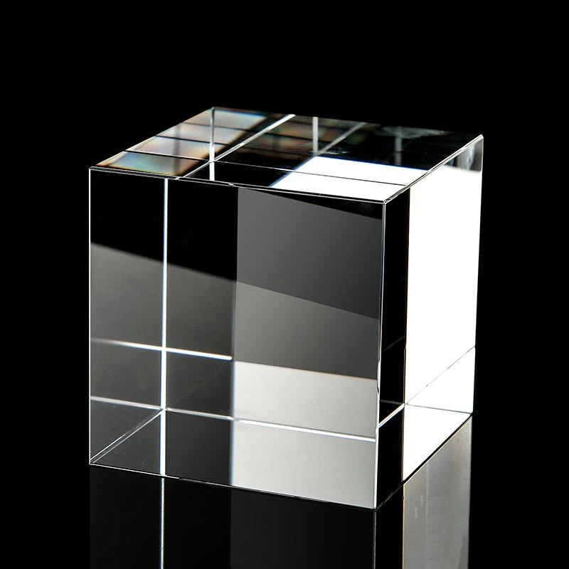 Large Optical Glass Cube Prism Science Decor