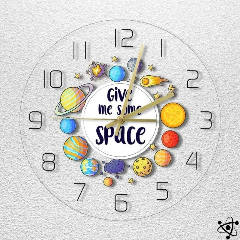 Original Wall Clock Neon Space Science Decor