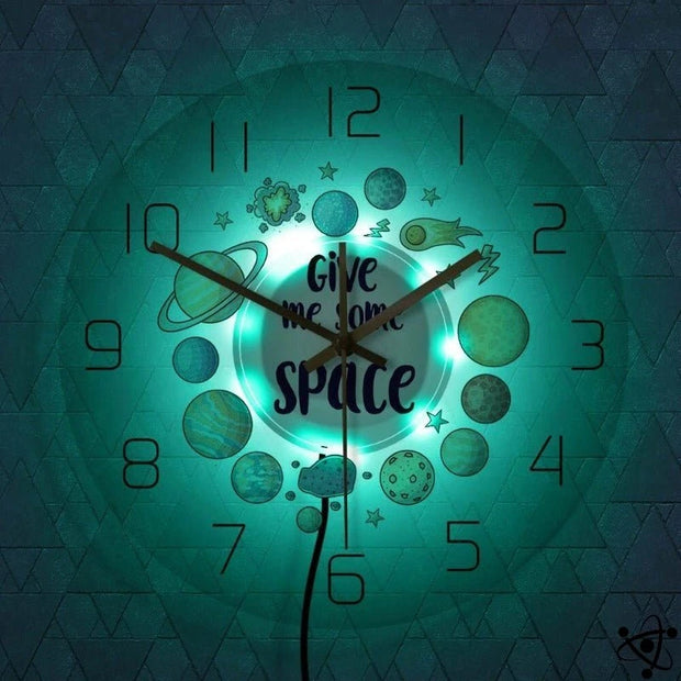 Original Wall Clock Neon Space Science Decor