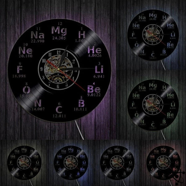 Original Wall Clock Periodic Led Elements | Science Decor