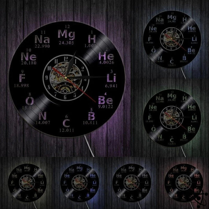 Original Wall Clock Periodic Led Elements | Science Decor