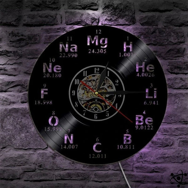 Original Wall Clock Periodic Led Elements | Science Decor
