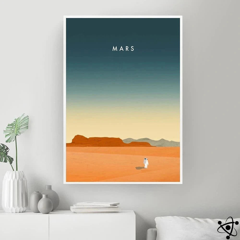 Poster Illustration Planet Mars Science Decor