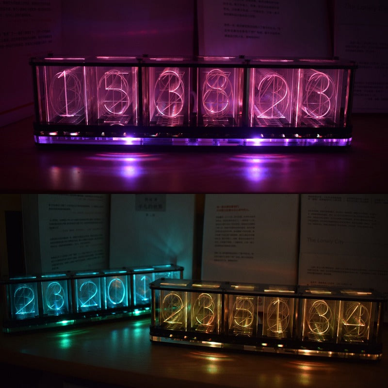 RGB Glow Tube Clock Science Decor