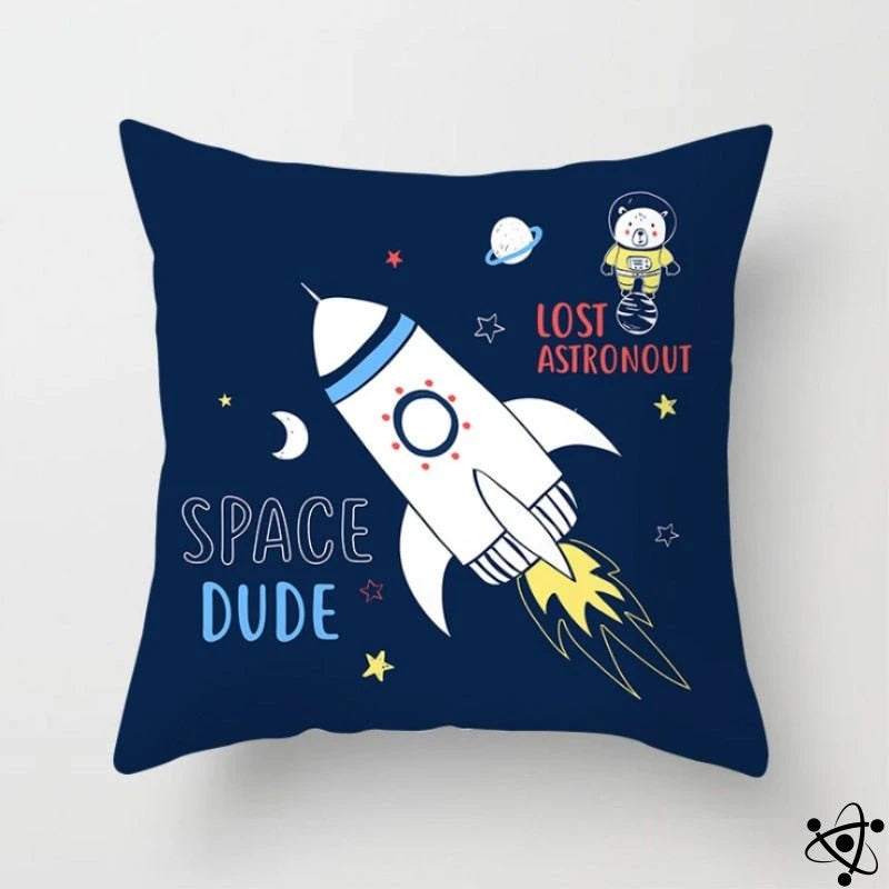 Space Dude Cartoon Style Cushion Cover Science Decor