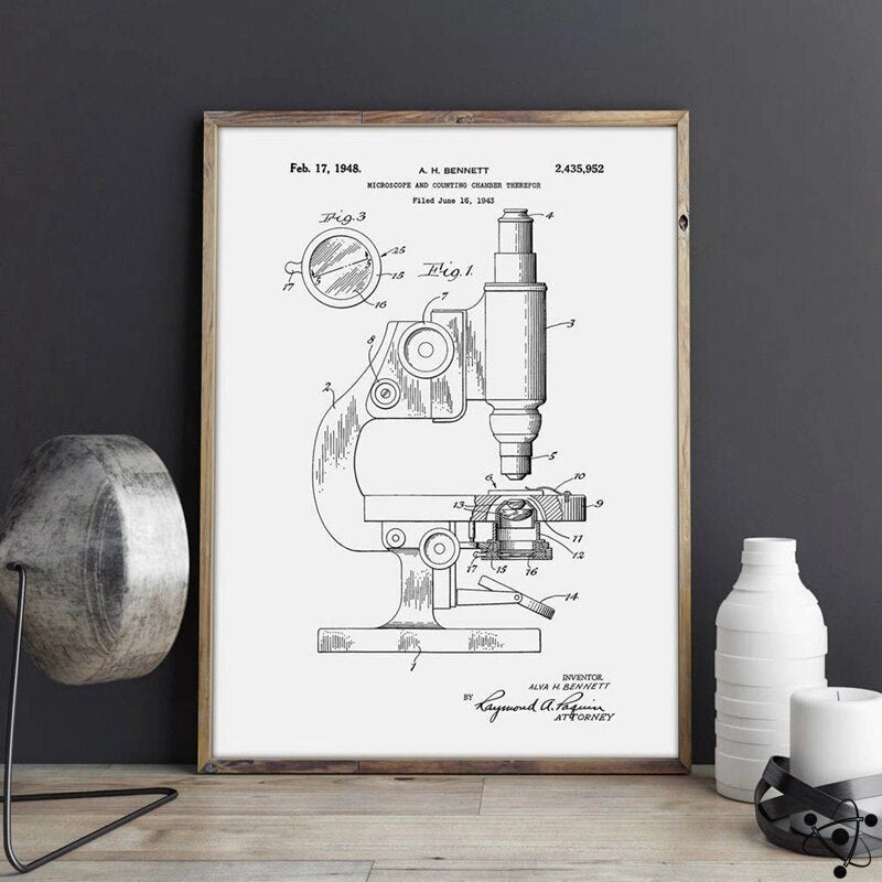 Vintage Microscope Scientist Poster Science Decor