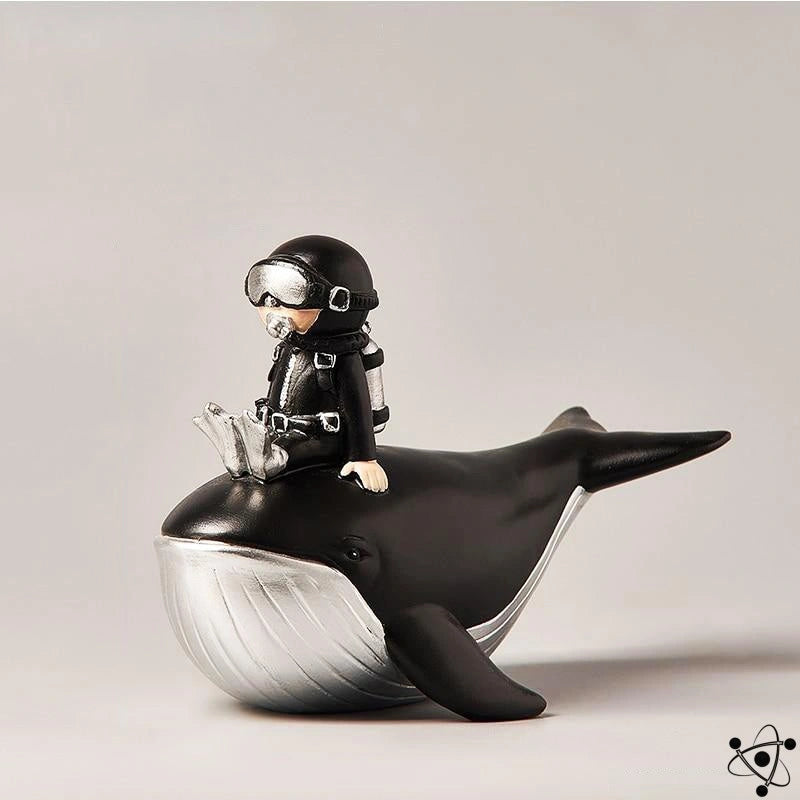 Whale & Diver Figurine Science Decor